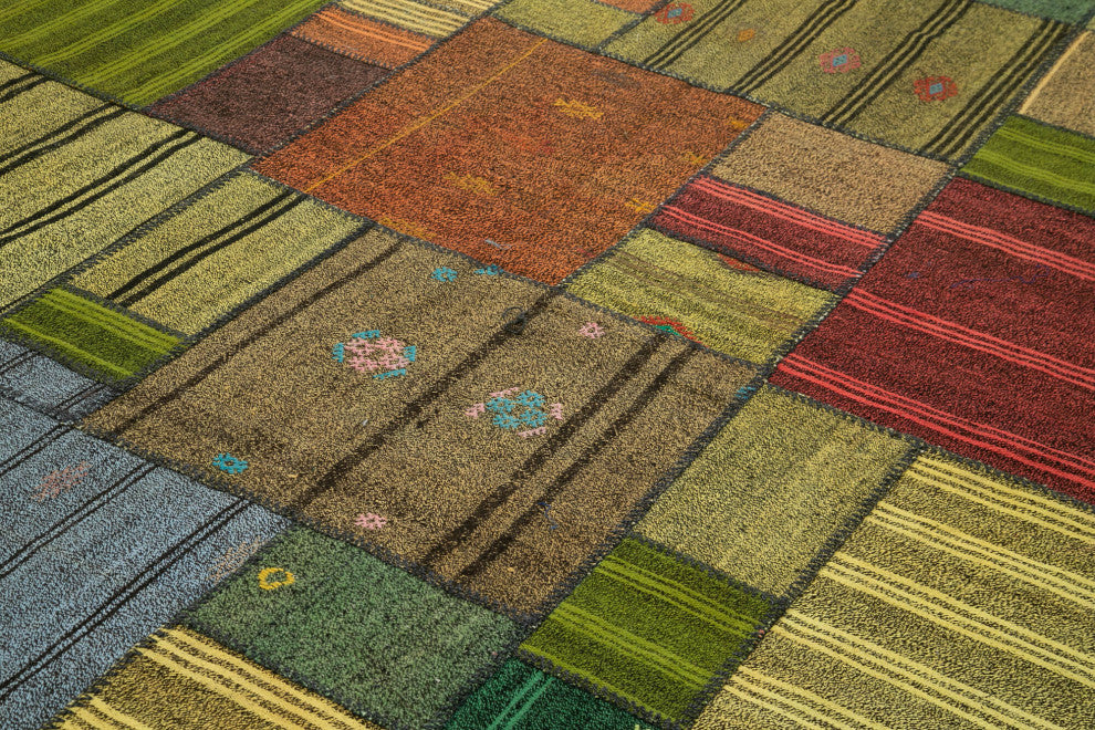 Rug N Carpet - Handmade Turkish 8' 2'' x 11' 7'' Rustic Patchwork Kilim Rug