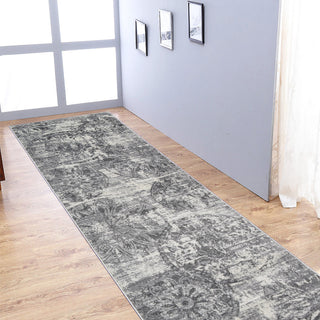 MACHINE MADE HEATSET POLYPROPYLENE AREA RUGS -Silver Ivory,Contemporary Design, [Runner] 3'2''x10'