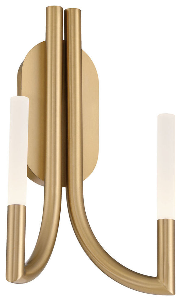 Olette, Wall Sconce, 2-Light, 17", Gold, Frosted Acrylic