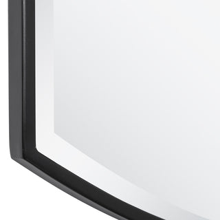 Classic Curved Satin Black Wall Mirror 38" Oval Rectangle Vanity Thin Frame