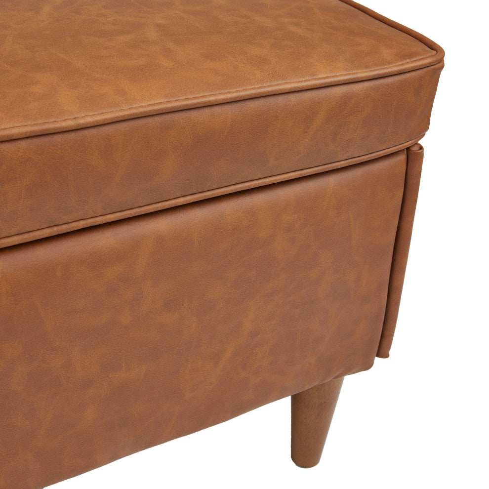 Atley Upholstered Modern Bench With Storage and Solid Wood Legs