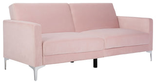 Safavieh Chelsea Foldable Futon Bed, Blush/Chrome