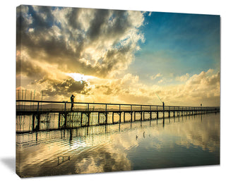 "Long Jetty Foreshore Reserve With Clouds" Sea Bridge Wall Artwork, 20"x12"
