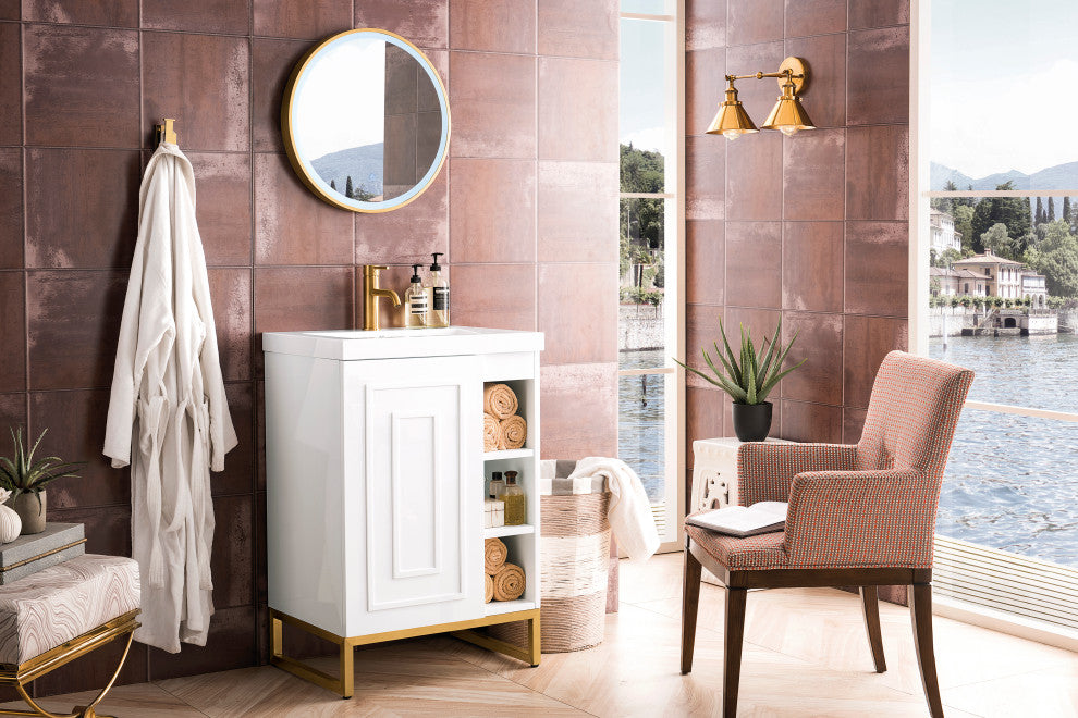 Alicante 24" White Vanity, Gold