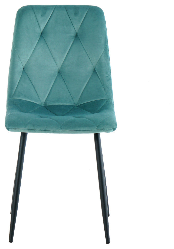 15 in.W Indoor Dining Velvet 4-Chair with Cushions and Metal Legs, Antique Blue Green