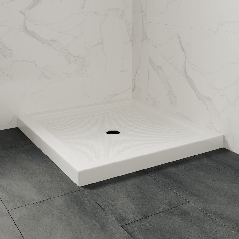 Ove Decors Erika Shower Base Rectangle, White, 32"x32", Center Drain