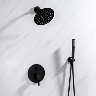 Salamonio Set 8" Matte Black Round Rain Shower and Handheld