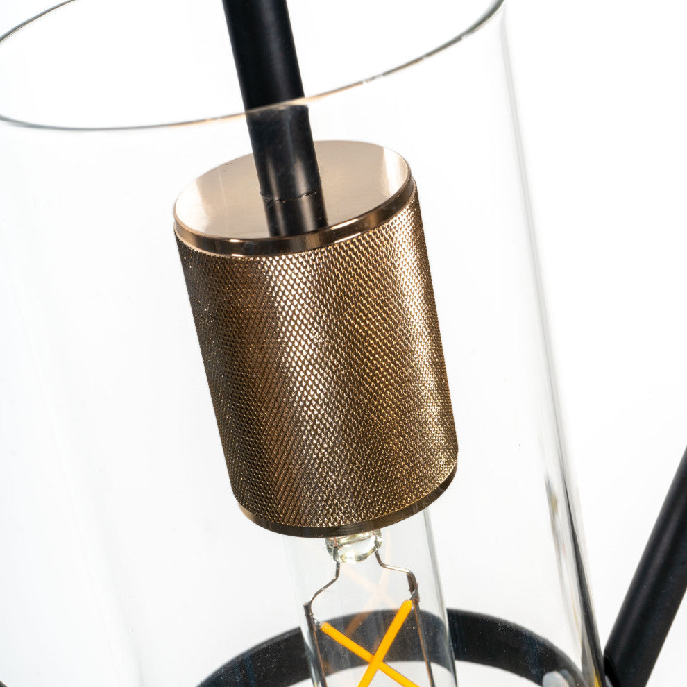 Everly Single Light Metal and Glass Pendant, Black and Brass