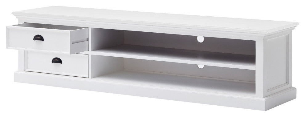 71" Classic White Entertainment Unit With Two Drawers