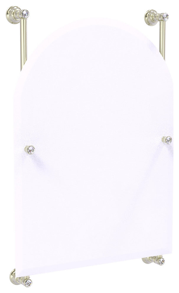 Carolina Crystal Arched Top Frameless Rail Mounted Mirror, Polished Nickel