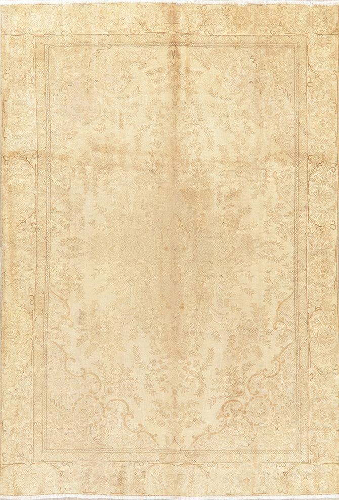 Consigned, Handmade Antique Persian Medallion 7x11 Distressed Oriental Faded Rug