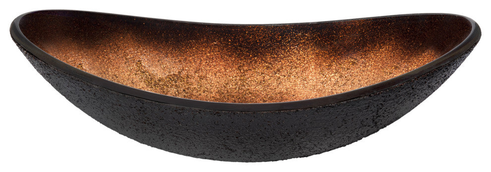 Novatto Rena Oval Glass Vessel Bathroom Sink Set, Matte Black