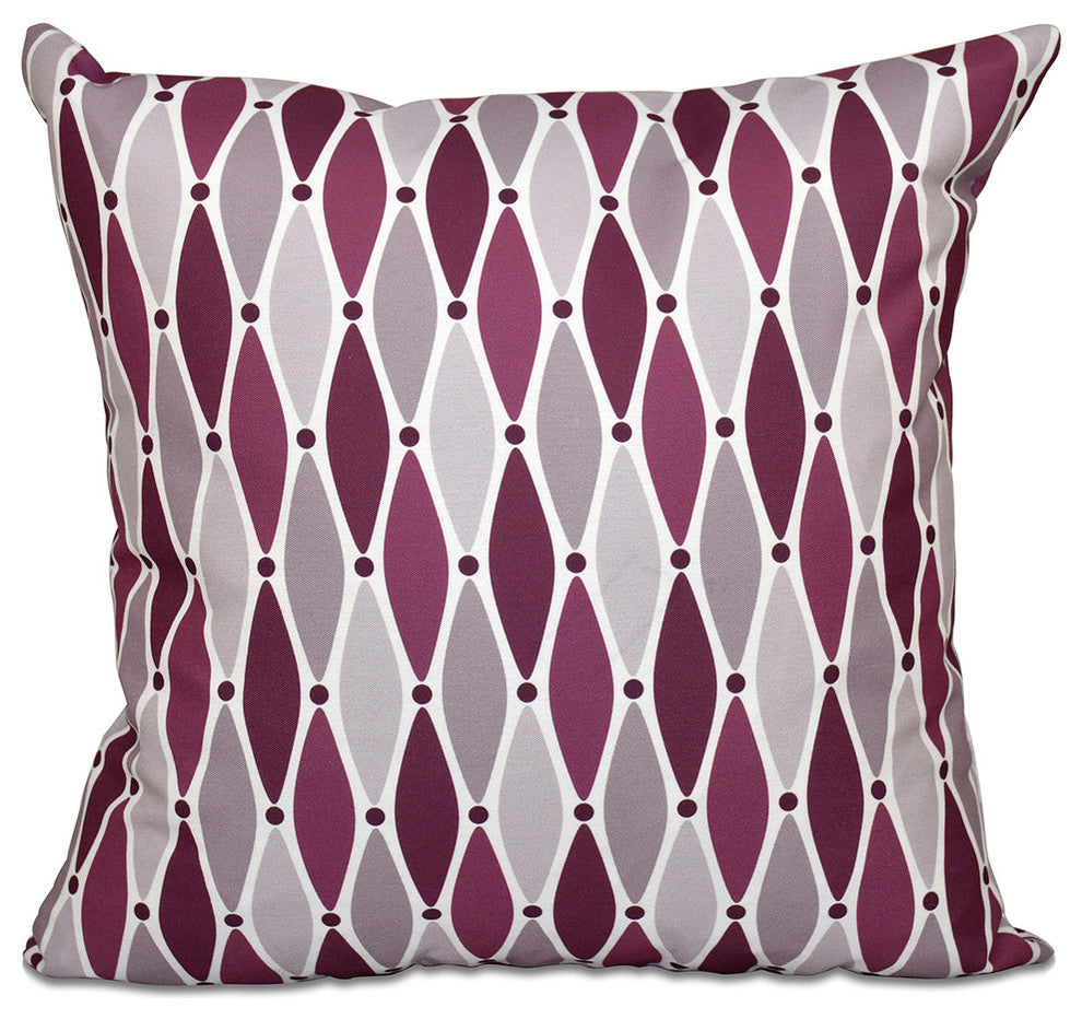 Wavy, Geometric Print Pillow, Purple, 16"x16"