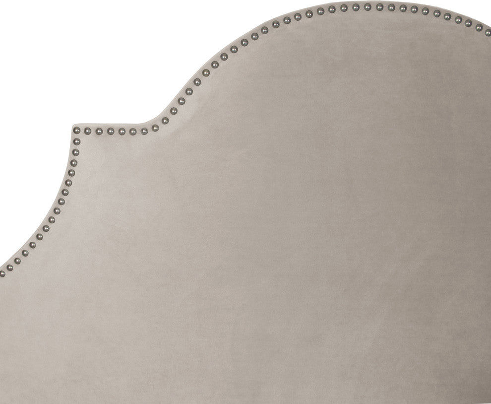 Taylor Nail Button High Arch Notched Bed, Velvet Light Gray, California King