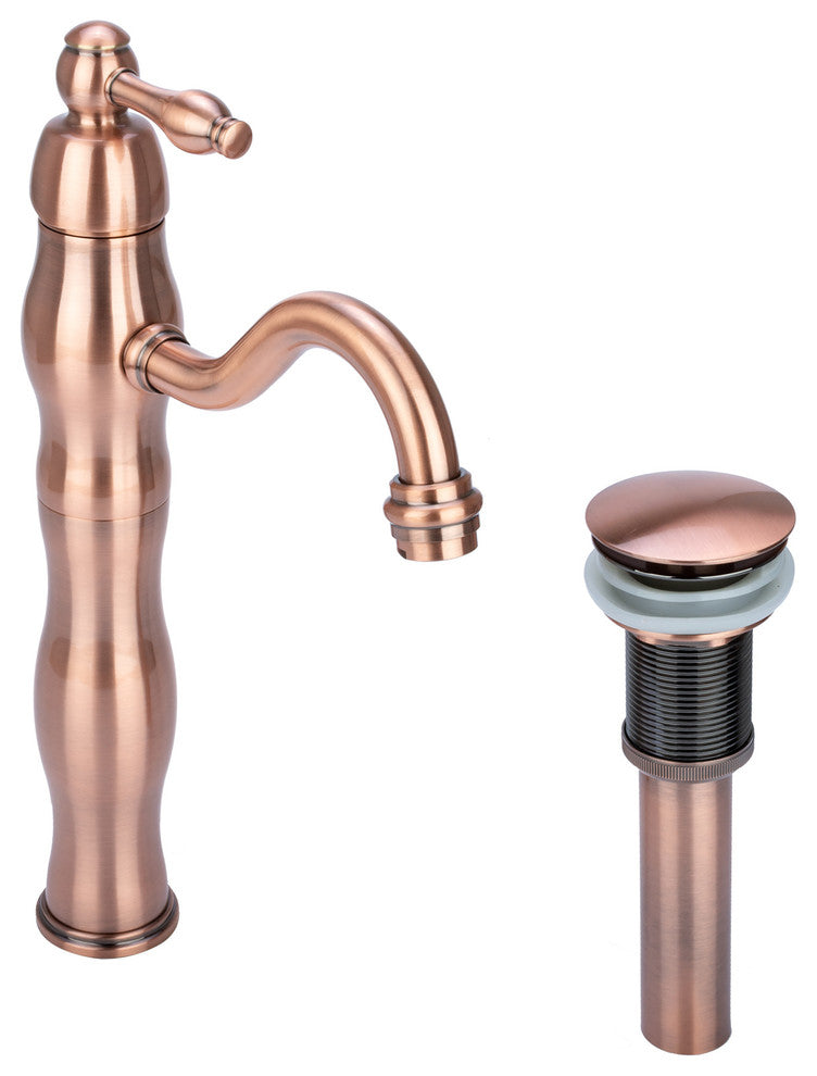 Victorian Vessel Filler with Drain in Antique Copper