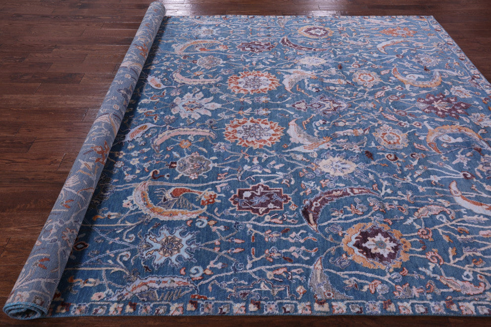 8' 2" X 10' 5" Persian Wool & Silk Hand Knotted Rug - Q14901