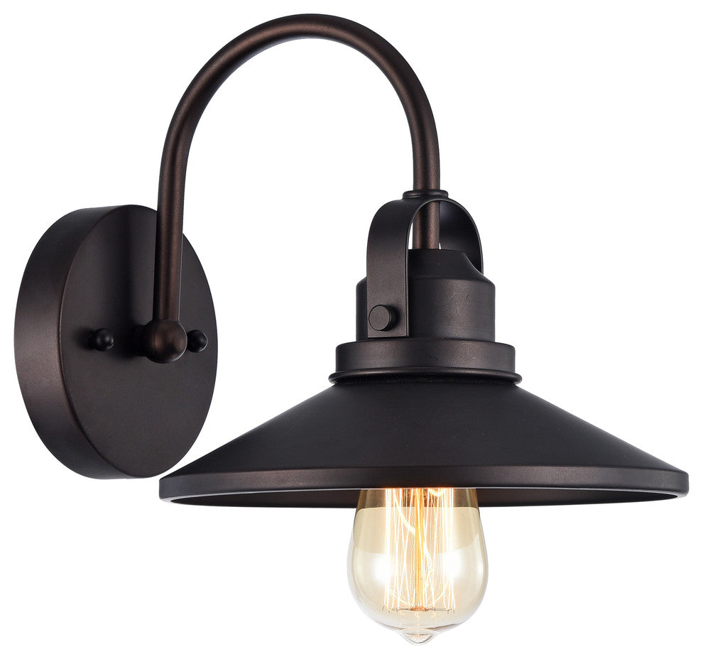 Mycroft Industrial Style 1-Light Oil Rubbed Bronze Wall Sconce, 9" W