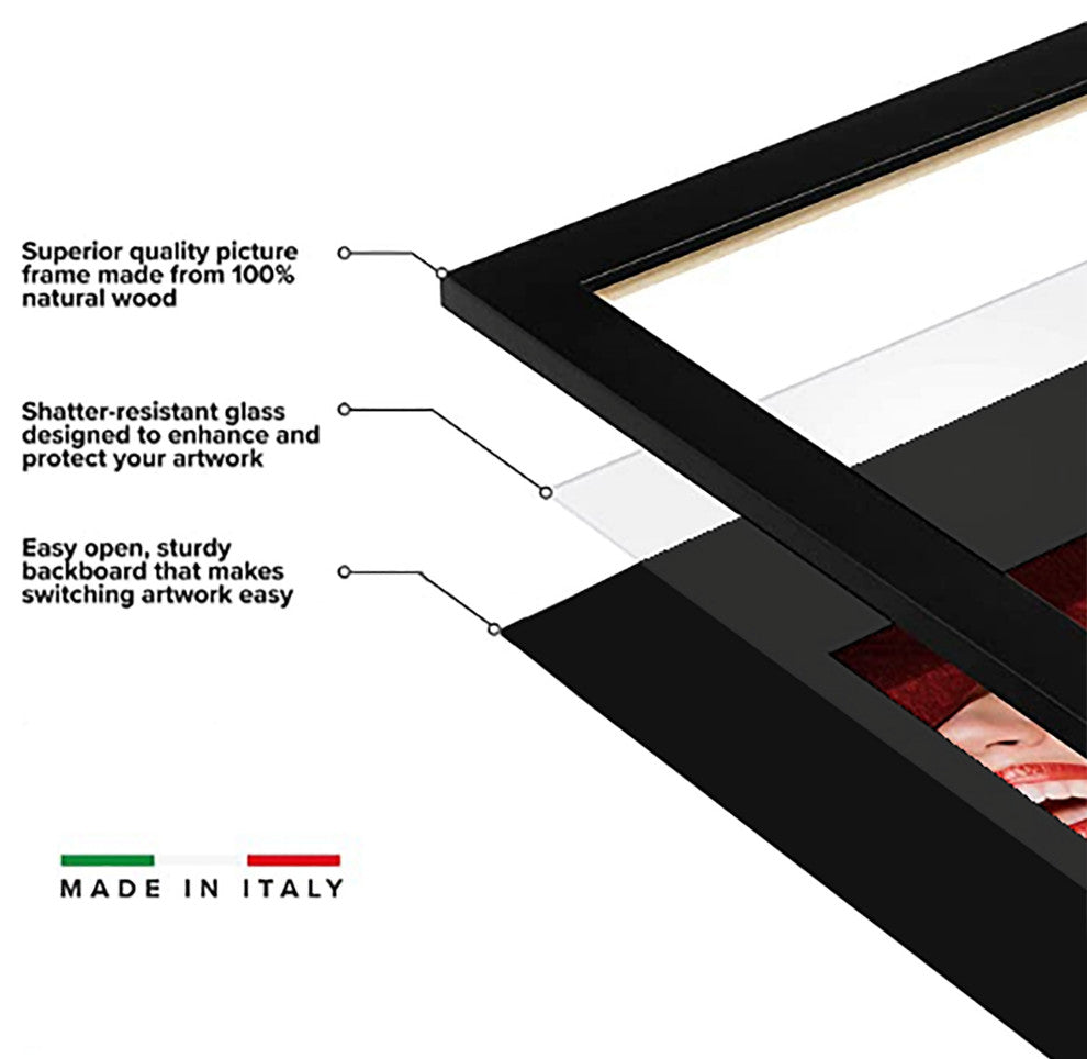 Satin Black Picture Frame, 2", Easle Back, Contemporary, 4 x 6