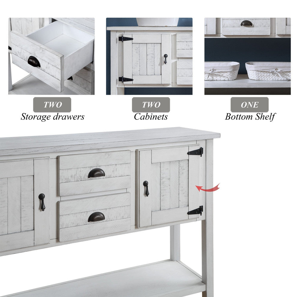 TATEUS 48'' Retro Style Dining Buffet Server Cabinet for Living Room and Kitchen, White
