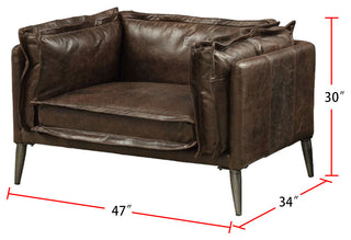 Top Grain Leather Accent Chair, Distress Chocolate