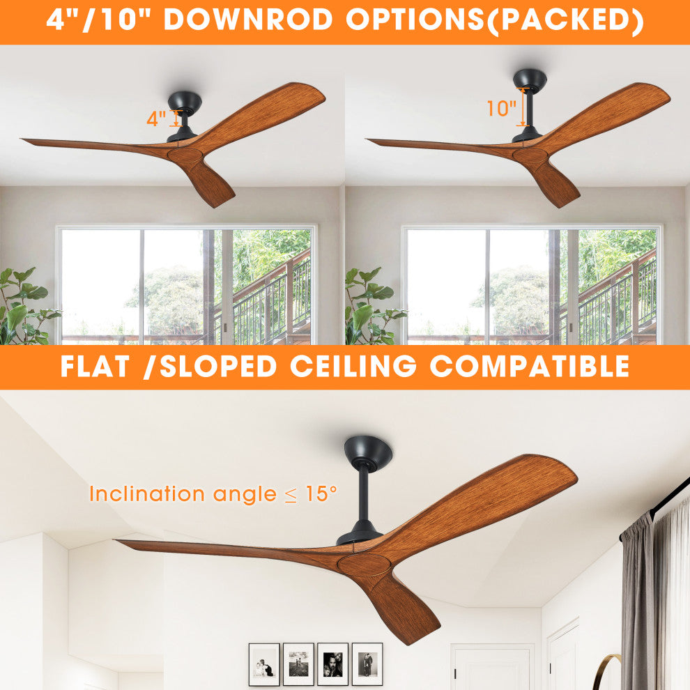 52 in. Modern Ceiling Fan with DC Reversible Motor and Remote