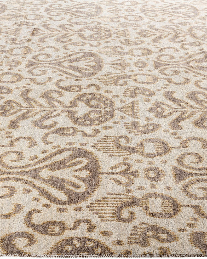 Ikat, One-of-a-Kind Hand-Knotted Area Rug - Beige, 8' 3" x 10' 2"