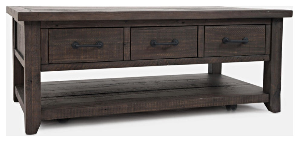 Madison County 48" Rustic Reclaimed Pine Farmhouse Harris 3 Drawer Coffee Table