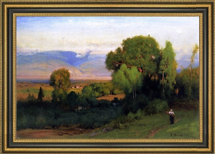 George Inness Landscape near Perugia Framed Premium Canvas Print, 18"x27"