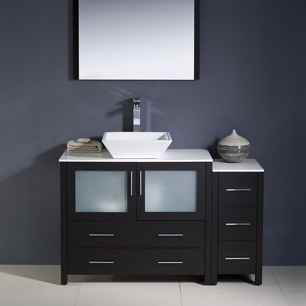 Torino 48" Espresso Modern Bathroom Vanity With Side Cabinet, FFT3072BN
