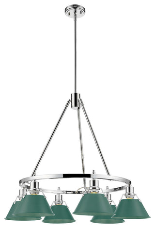 Golden Lighting 3606-6 CH Orwell 6 Light 29"W Chandelier - Chrome / Pine Green
