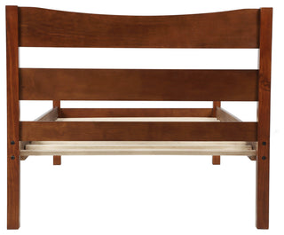 Wood Platform Bed with Headboard and Wooden Slat Support, Walnu