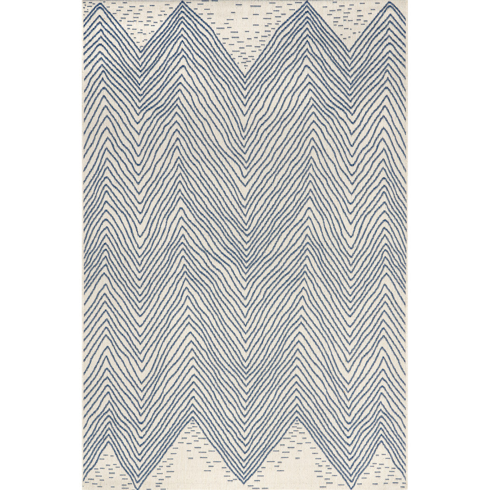 Nuloom Geometric Chevron Outdoor Area Rug, Blue 5'3"x7'6"