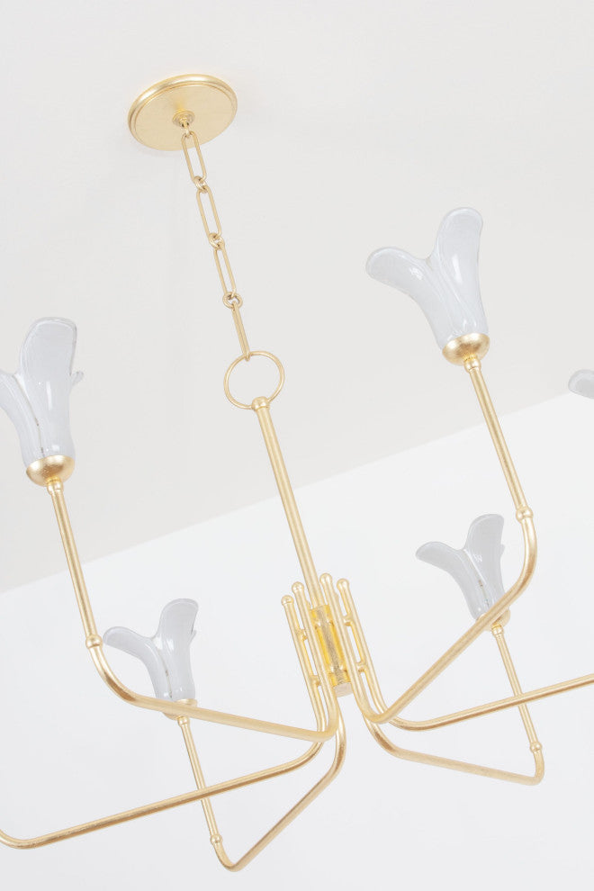 Montclair 40" Wide 6-Light Vintage Gold Leaf Chandelier