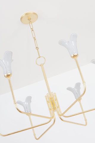 Montclair 40" Wide 6-Light Vintage Gold Leaf Chandelier