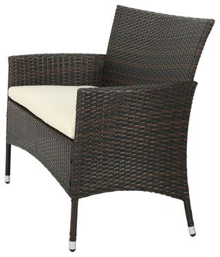 GDF Studio 4-Piece Olivera Outdoor Multi-Brown Wicker Chat With Cushions Set