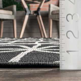 Nuloom Saunders Geometric Indoor/Outdoor Striped Area Rug, Dark Grey 9'6"x12'