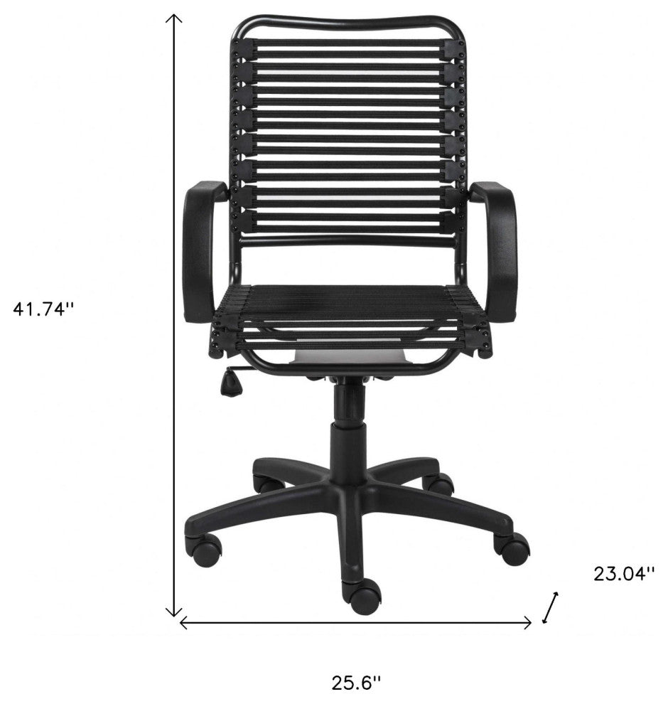 Black Adjustable Swivel Bungee Rolling Office Chair
