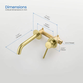 Circular Single Handle Wall Mounted Bathroom Sink Faucet, Brushed Gold