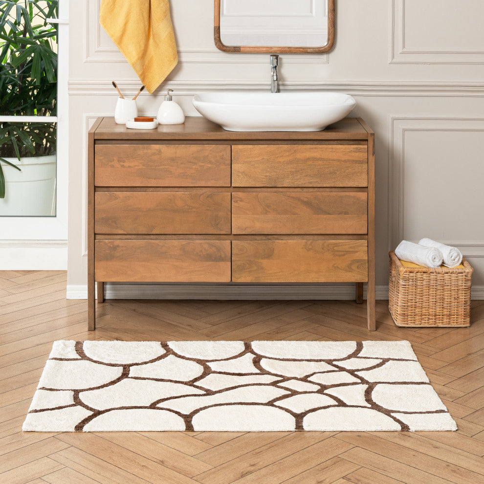 Edington Machine Tufted Bath Mat, Beige, 30x50