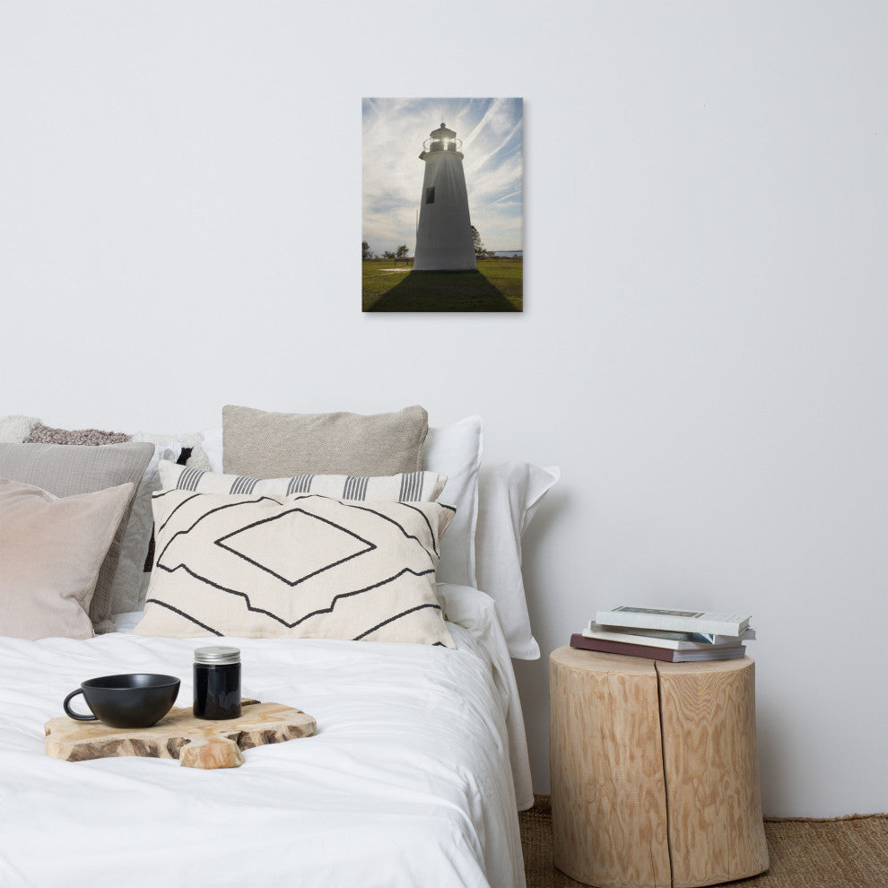 Turkey Point Lighthouse with Sun Flare Coastal Canvas Prints, 18" X 24"