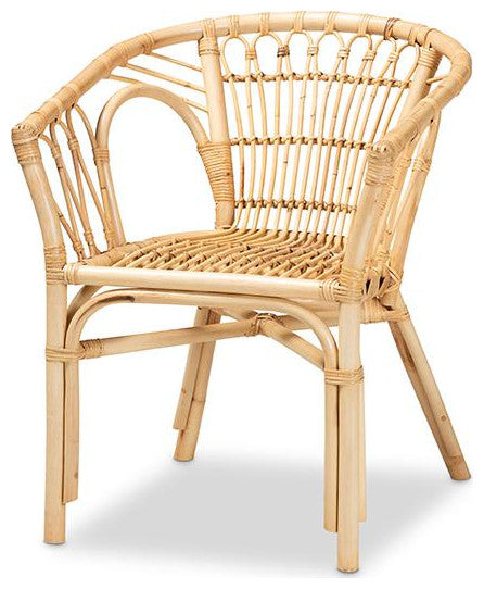 Kaka Modern Bohemian Natural Brown Rattan Dining Chair
