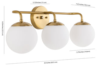 Louis Globe Metal/Frosted Glass Modern LED Vanity, 3-Light