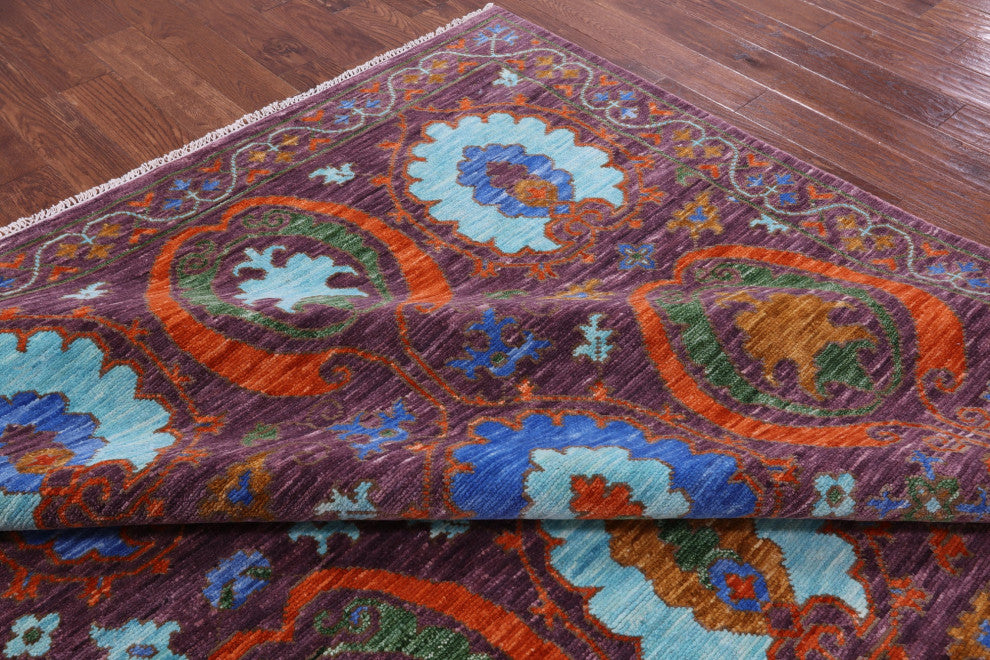 9' 2" X 12' 1" Handmade William Morris Wool Rug - Q15424