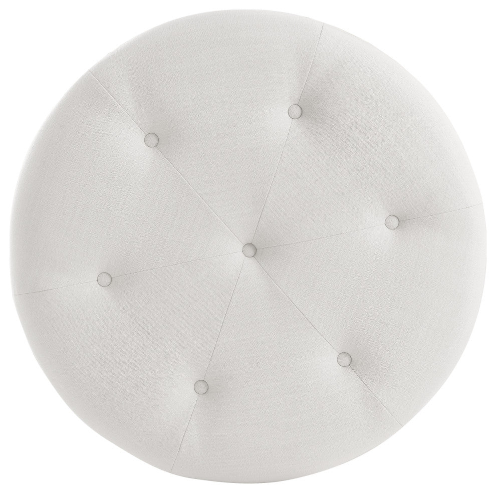 Rustic Manor Aiza Ottoman, Upholstered, Linen, Pure White