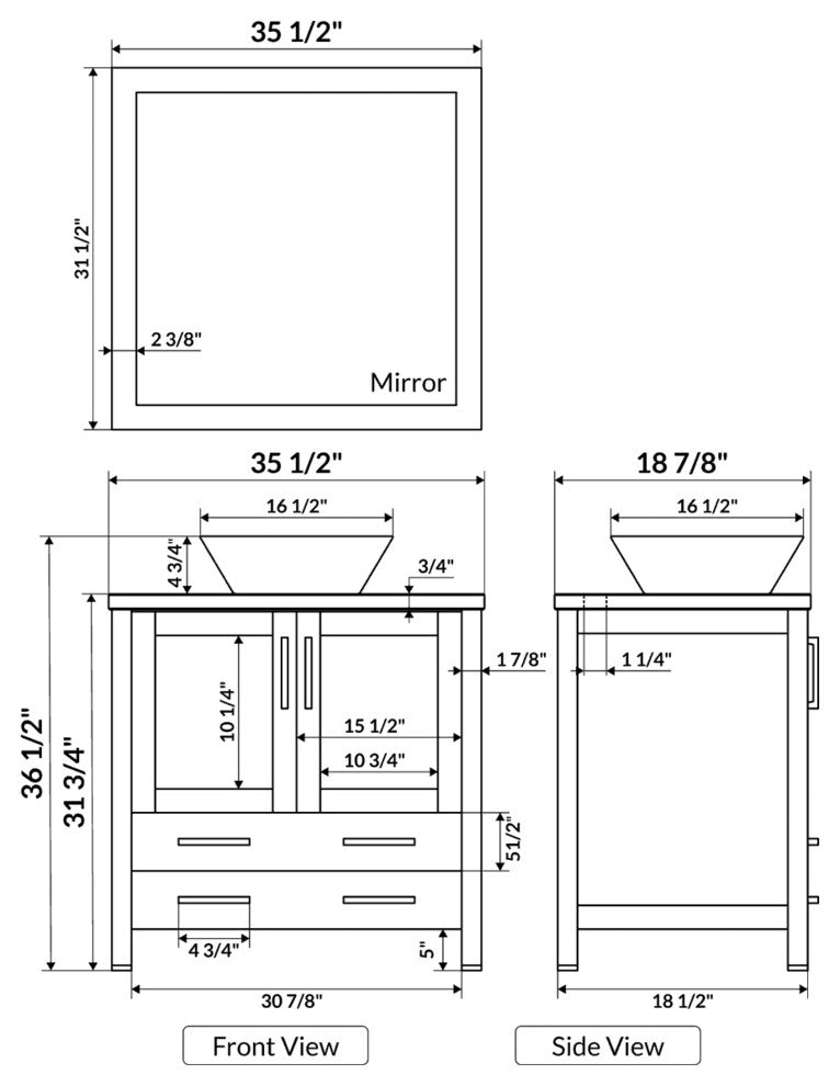 Modern Bathroom Vanity Set With Mirror and Sink, White, 84"
