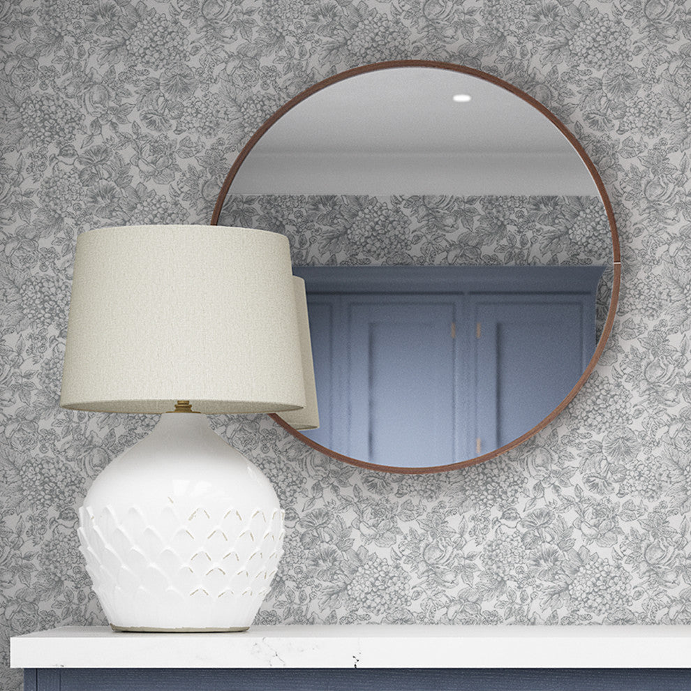 Laura Ashley Louise Removable Wallpaper, Slate Gray