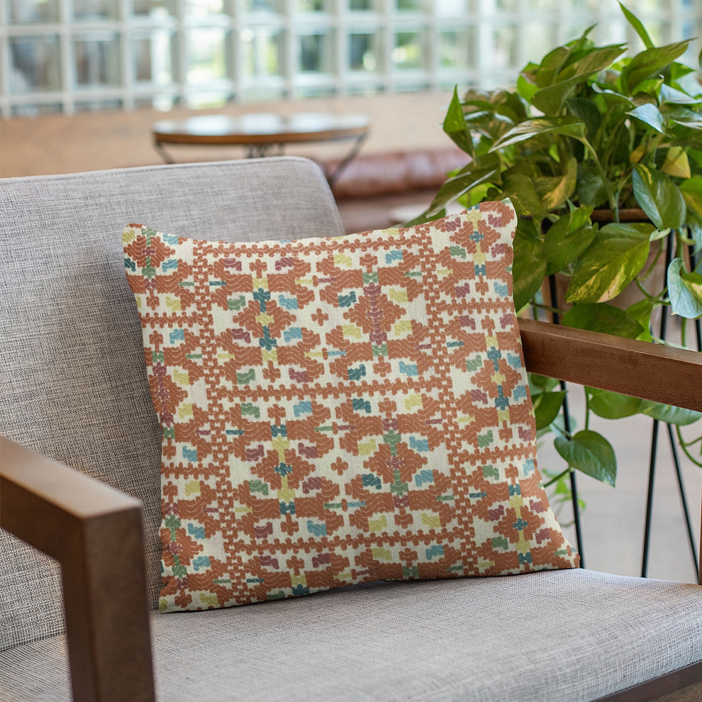 Plutus Multi-Color Morocco Damask Luxury Throw Pillow, 22"x22"