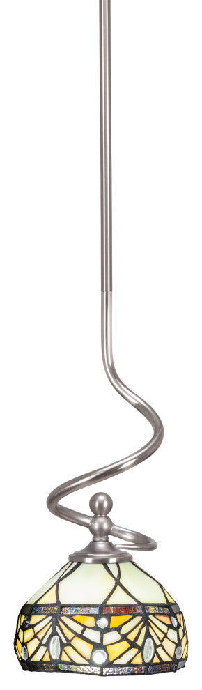Capri Stem Mini Pendant In Brushed Nickel Finish With 7" Royal Merlot Art Glass