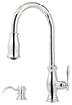 Hanover 1-Handle Pull-Down Kitchen Faucet With Soap Dispenser, Polished Chrome