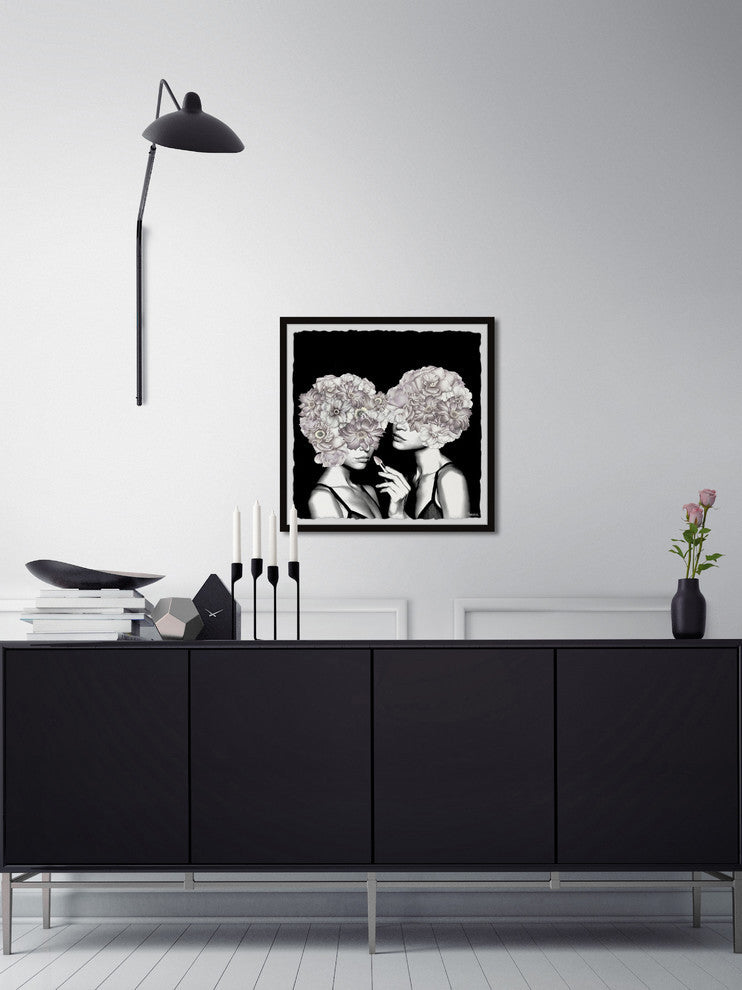 "Flower Head Twins" Framed Painting Print, 12"x12"